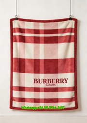 Burberry Pink Red Check Plaid Flannel Sofa Throw Blanket B030